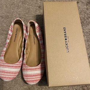 Red And Cream Linen Foldable Flats Lucky Brand - image 1